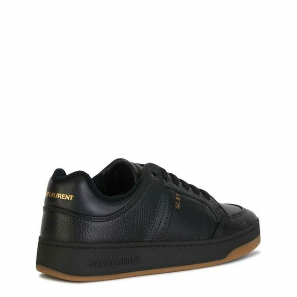 Saint Laurent Elegant Black Low-Top Leather Sneakers