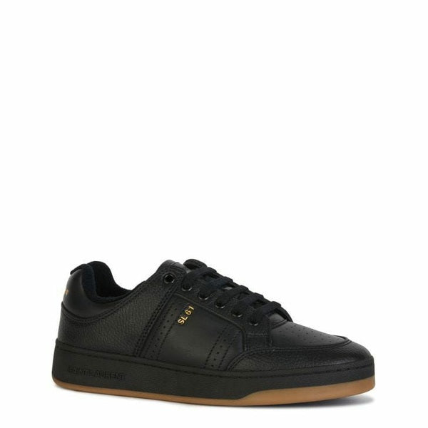 Saint Laurent Elegant Black Low-Top Leather Sneakers