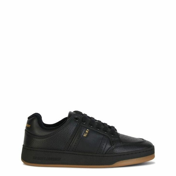 Saint Laurent Elegant Black Low-Top Leather Sneakers