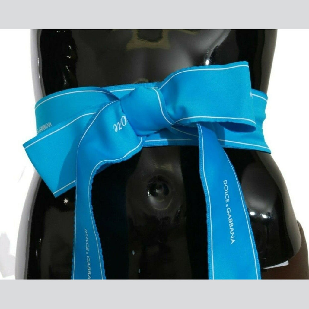 Dolce & Gabbana Blue Waist Ribbon Wide Bow Belt