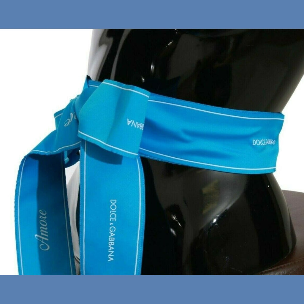 Dolce & Gabbana Blue Waist Ribbon Wide Bow Belt