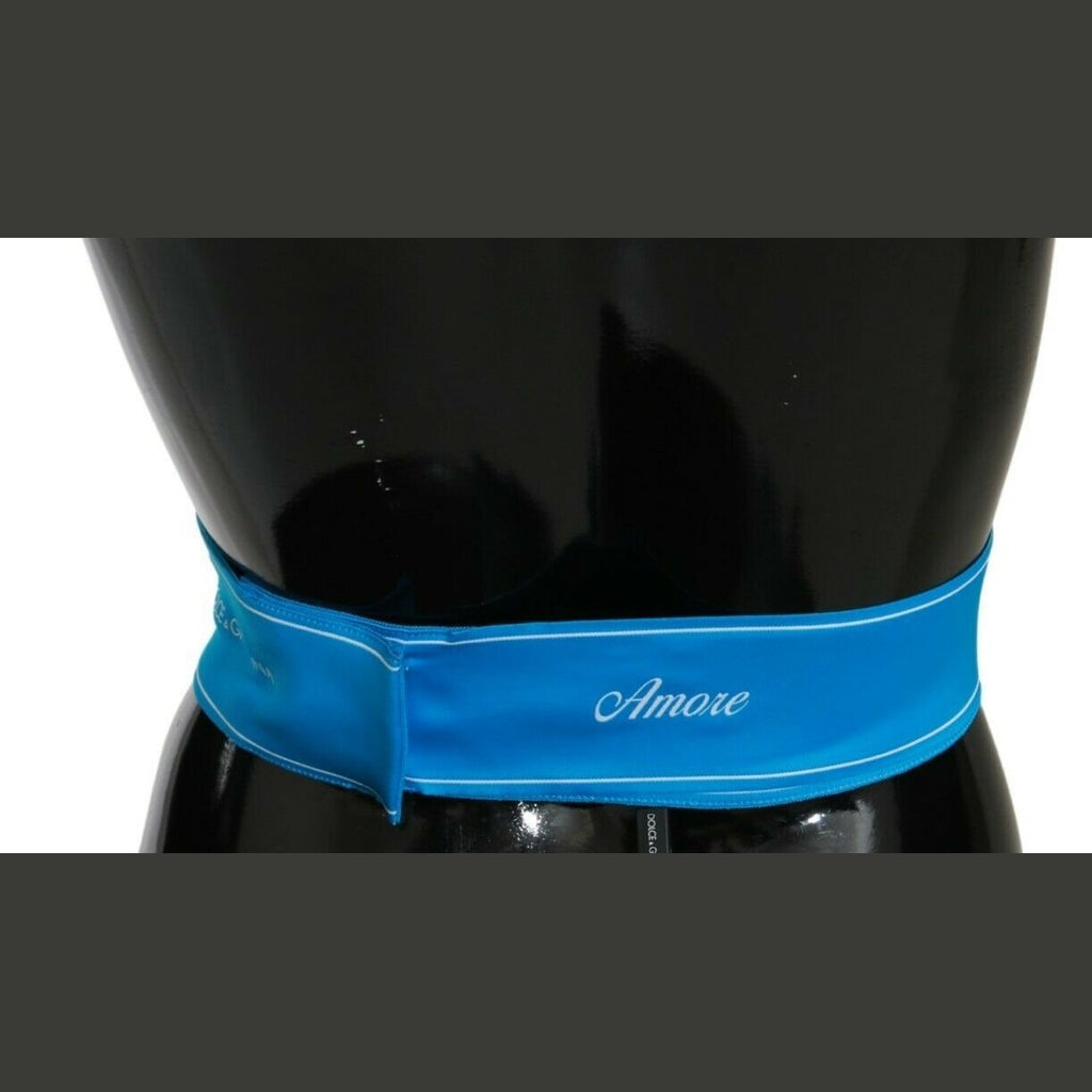 Dolce & Gabbana Blue Waist Ribbon Wide Bow Belt