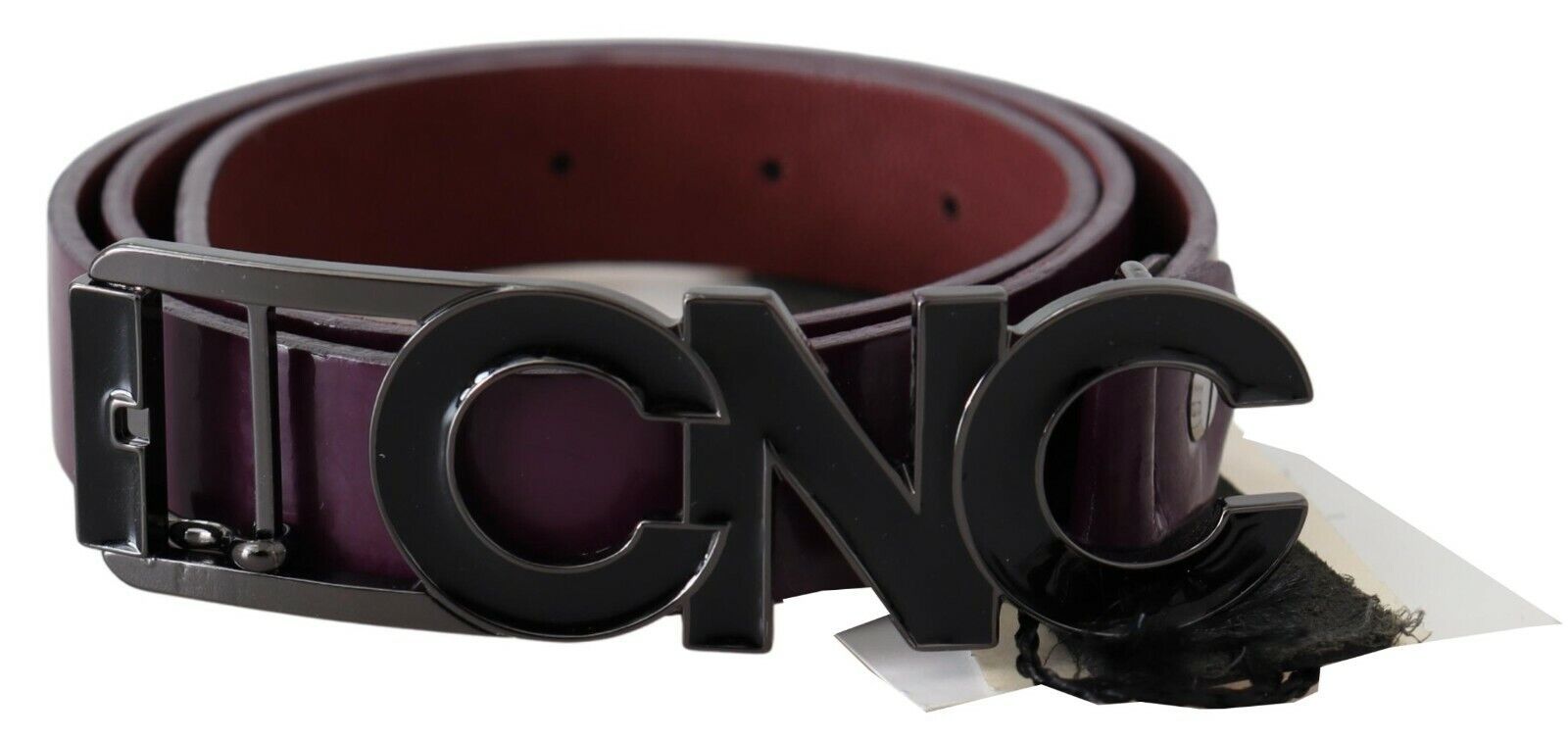 Costume National Brown Leather Large Logo Letter Buckle Belt Costume National