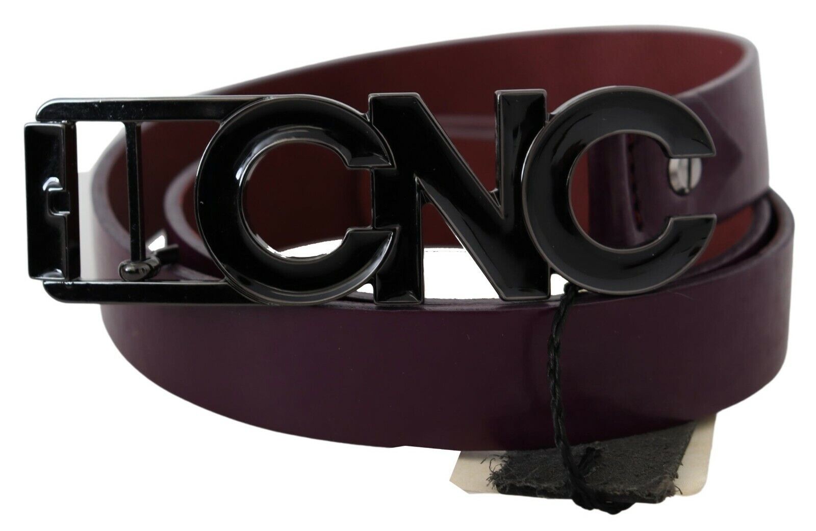 Costume National Brown Leather Large Logo Letter Buckle Belt Costume National
