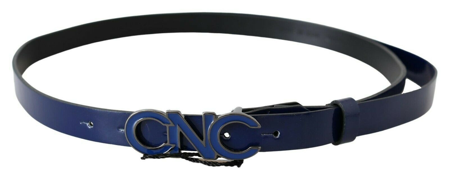 Costume National Blue Leather Logo Skinny Fashion Belt Costume National