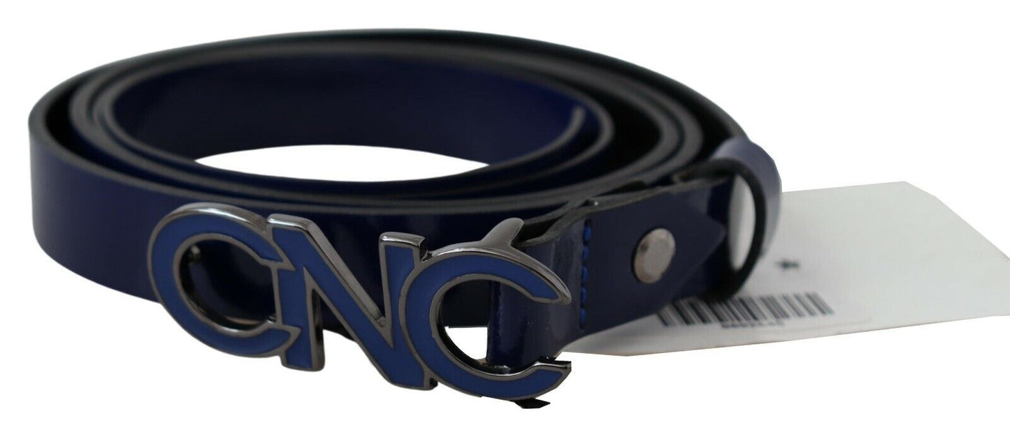 Costume National Blue Leather Logo Skinny Fashion Belt Costume National