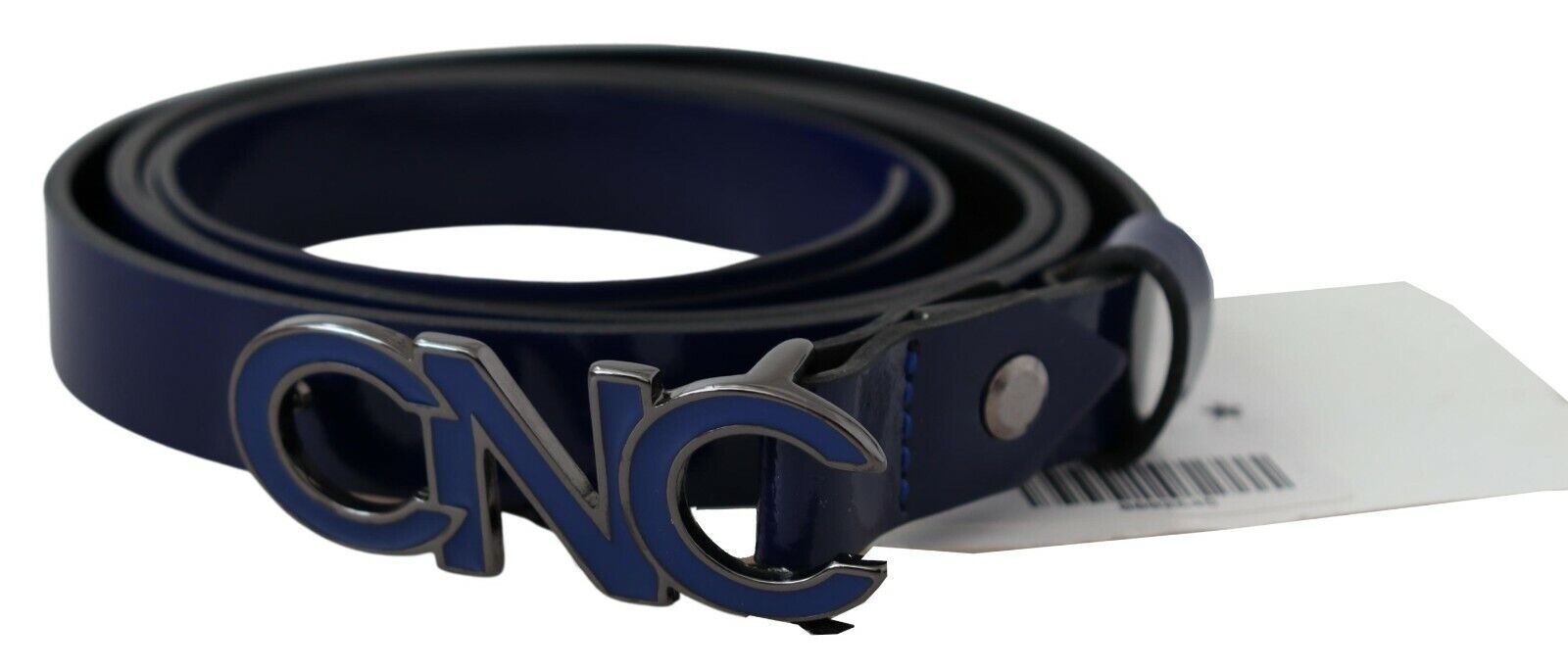 Costume National Blue Leather Logo Skinny Fashion Belt Costume National