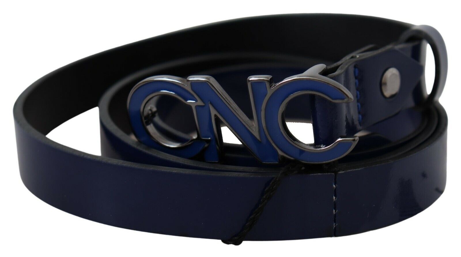 Costume National Blue Leather Logo Skinny Fashion Belt Costume National