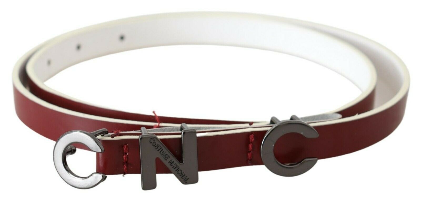 Costume National Maroon Leather Logo Skinny Fashion Costume National