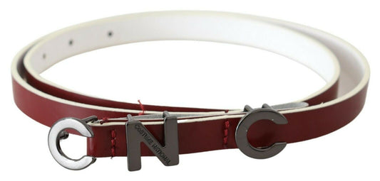 Costume National Maroon Leather Logo Skinny Fashion Costume National