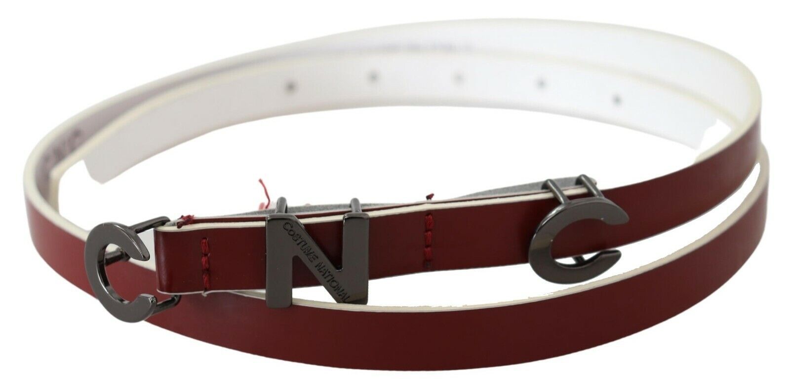 Costume National Maroon Leather Logo Skinny Fashion Costume National