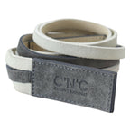 Costume National White Velvet Square Logo Design Waist Belt