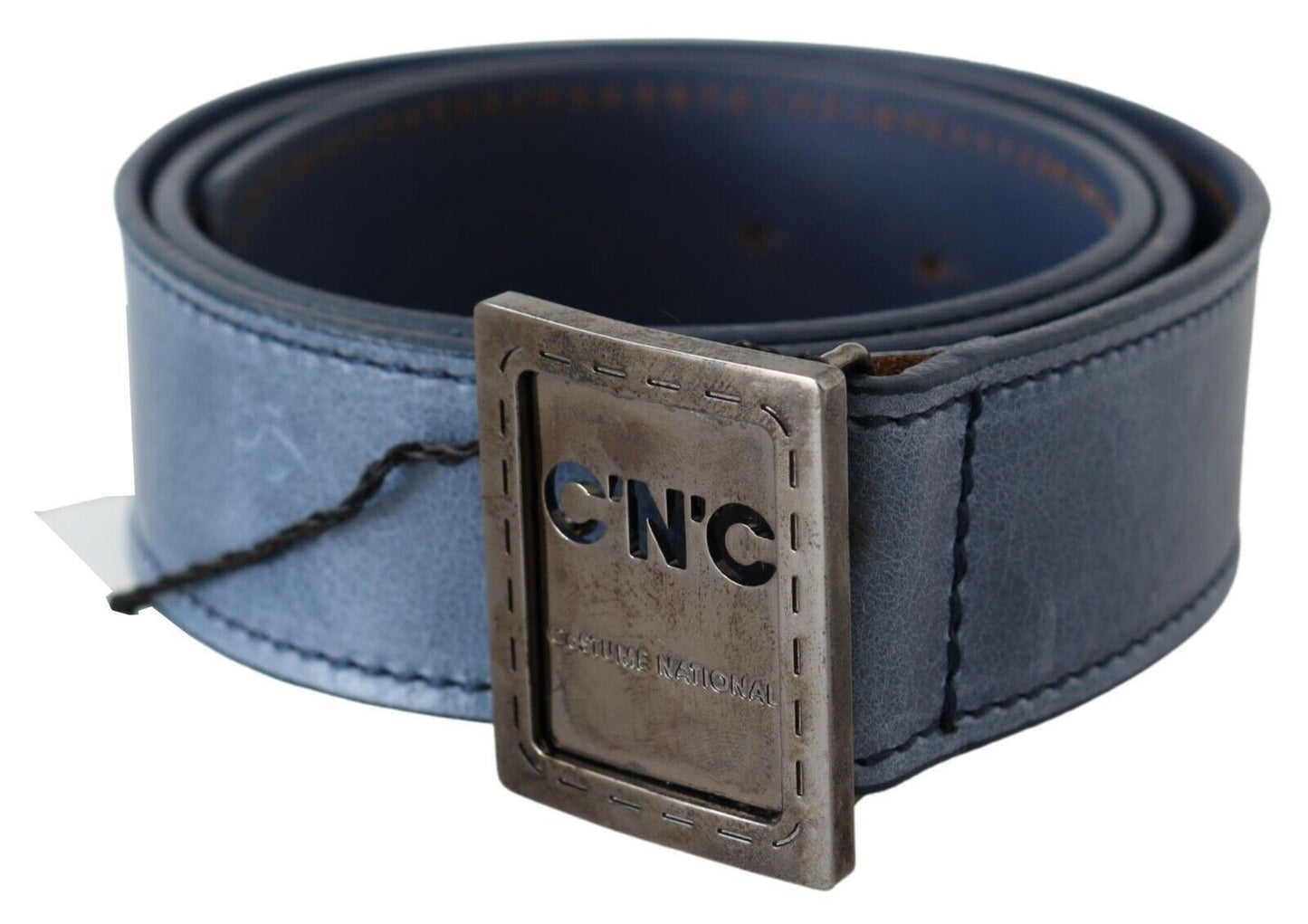Costume National Blue Normal Leather Logo Buckle Belt Costume National