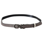 Costume National White Black Leather Letter Logo Buckle Belt