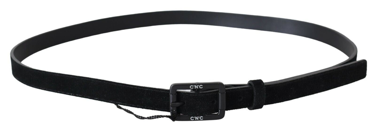 Costume National Black Leather Velvet Square Buckle Waist Costume National