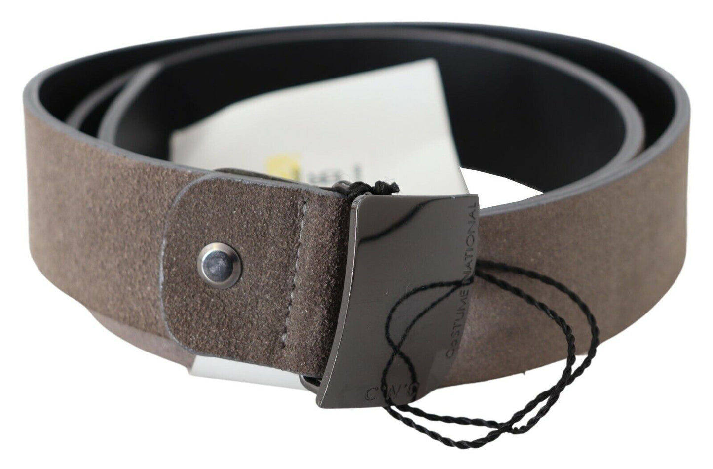 Costume National Brown Leather Square Logo Buckle Belt Costume National