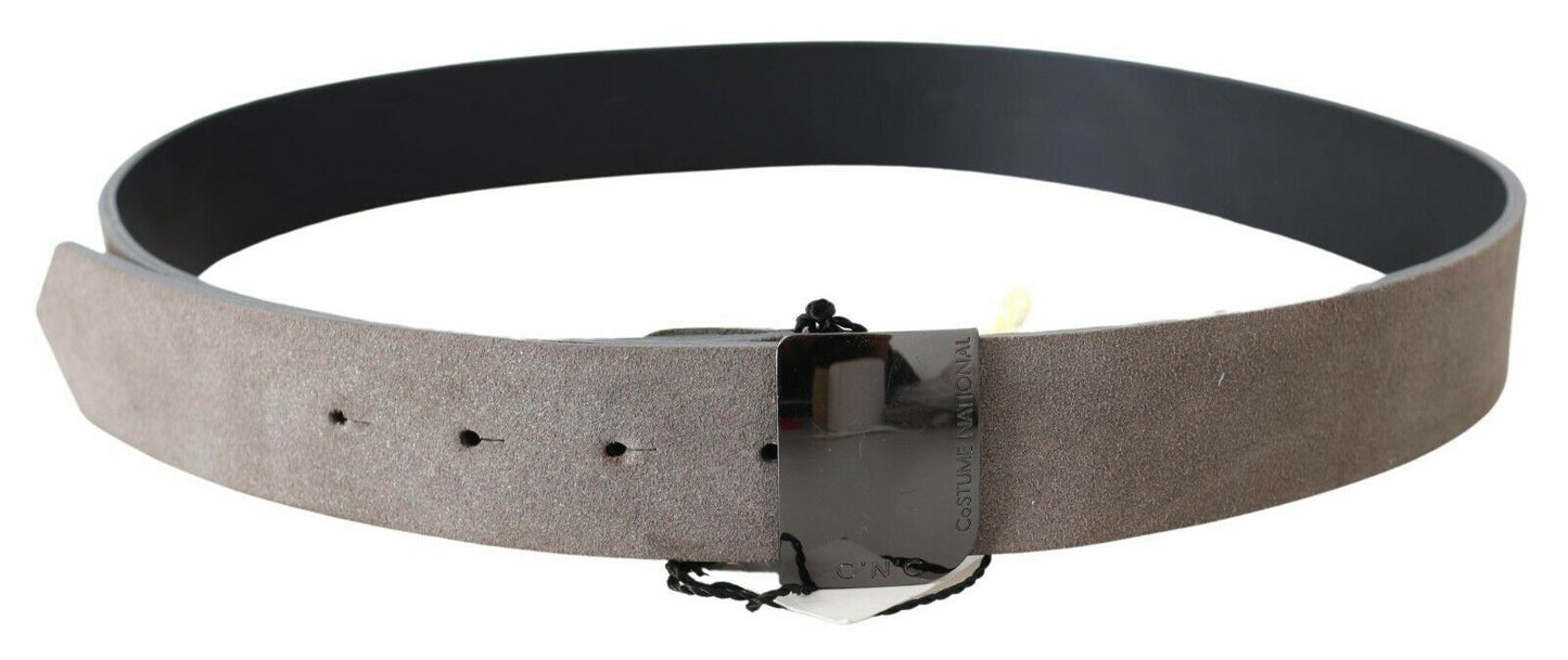 Costume National Brown Leather Square Logo Buckle Belt Costume National