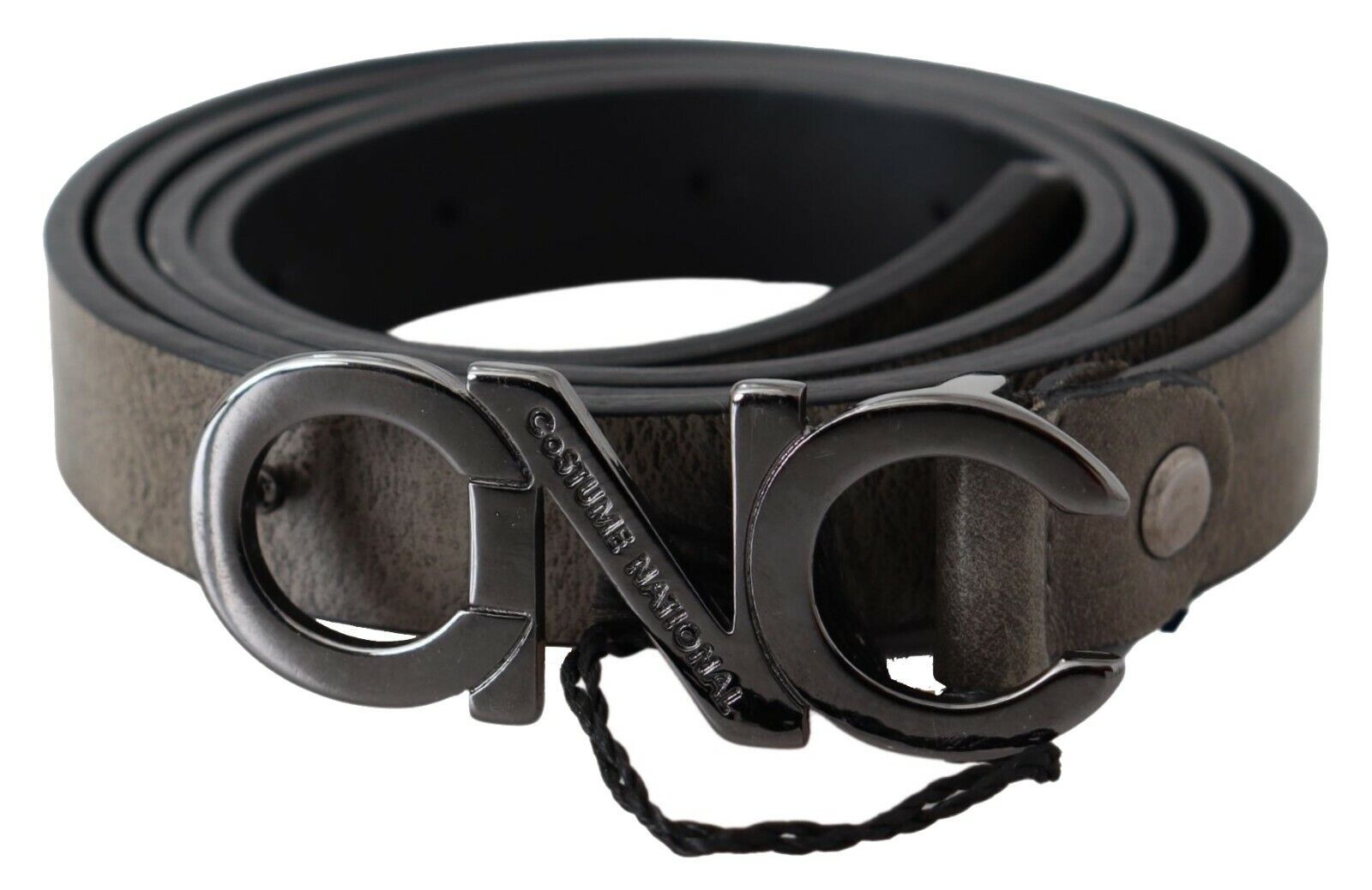 Costume National Dark Brown Leather Letter Logo Buckle Belt Costume National