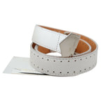 GF Ferre White Leather Hexagon Logo Buckle Waist Belt