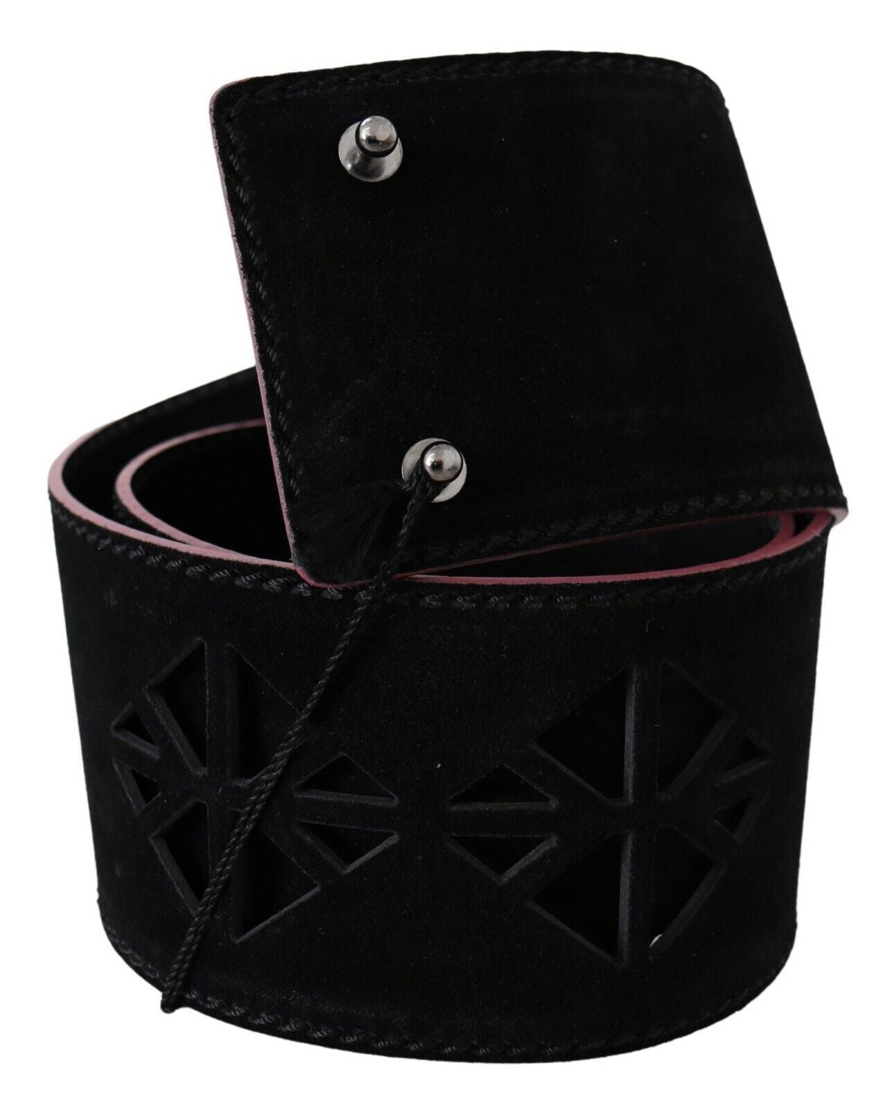 Costume National Black Leather Wide Waist Studded Women Belt Costume National
