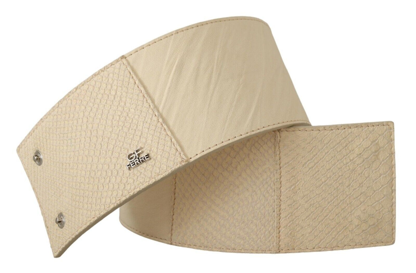 GF Ferre White Waxed Cotton Wide Fashion Belt GF Ferre