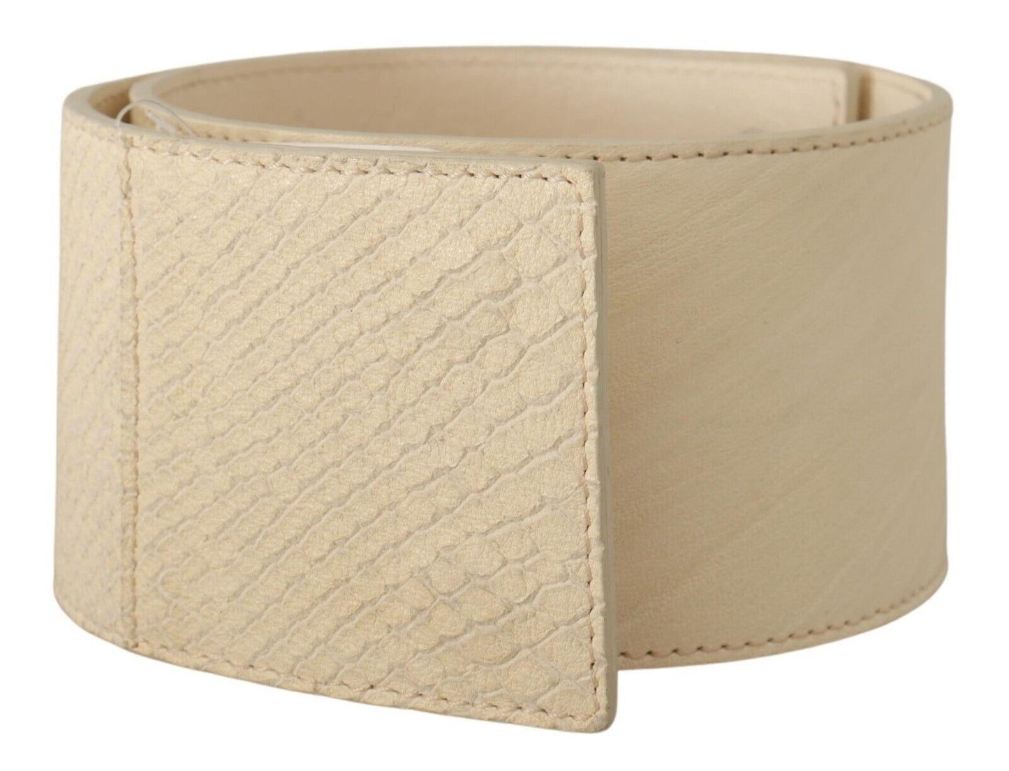 GF Ferre White Waxed Cotton Wide Fashion Belt GF Ferre