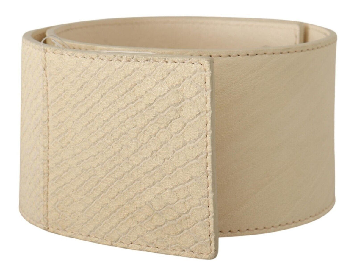 GF Ferre White Waxed Cotton Wide Fashion Belt
