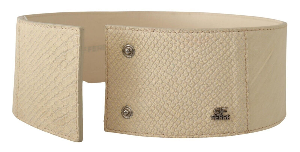 GF Ferre White Waxed Cotton Wide Fashion Belt