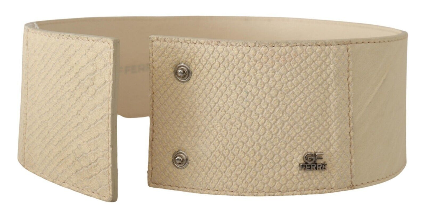 GF Ferre White Waxed Cotton Wide Fashion Belt GF Ferre