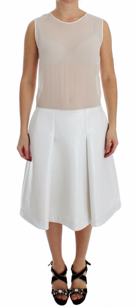 Koonhor White Pleated Bottom Tank Sheath Transparent Dress Koonhor