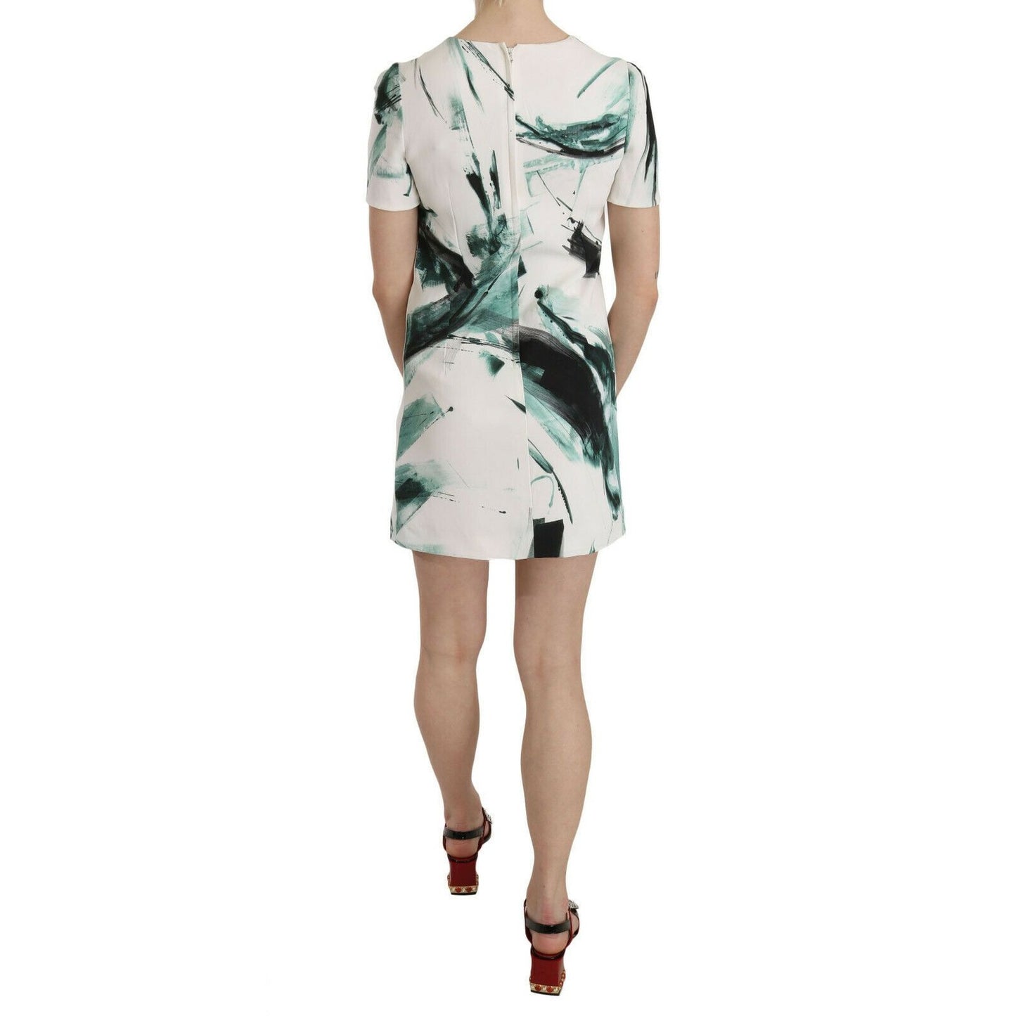 Dolce & Gabbana White Black Blue Shift Short Mini Dress