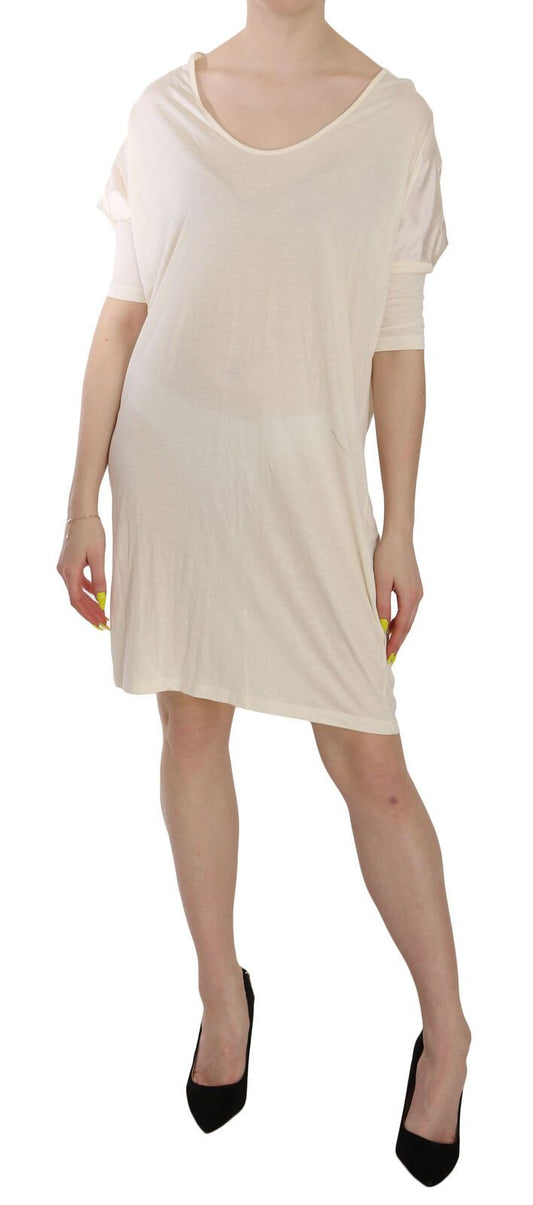 Costume National Cream Round Neck Knee Length Dress Costume National
