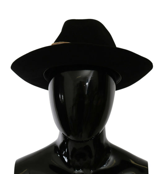 Dolce & Gabbana Black Lapin Amor Gignit Wide Brim Panama Hat Dolce & Gabbana