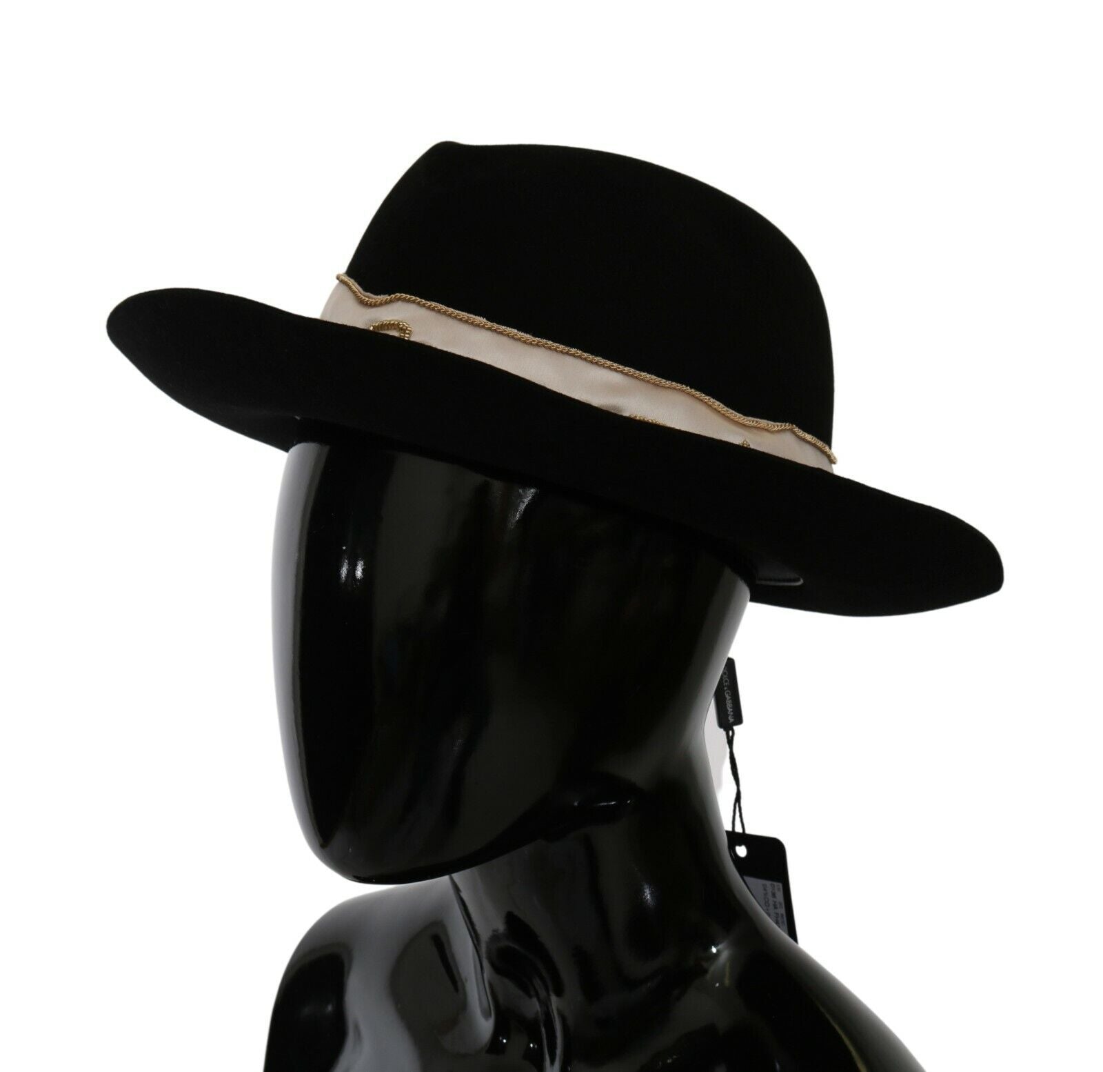Dolce & Gabbana Black Lapin Amor Gignit Wide Brim Panama Hat Dolce & Gabbana