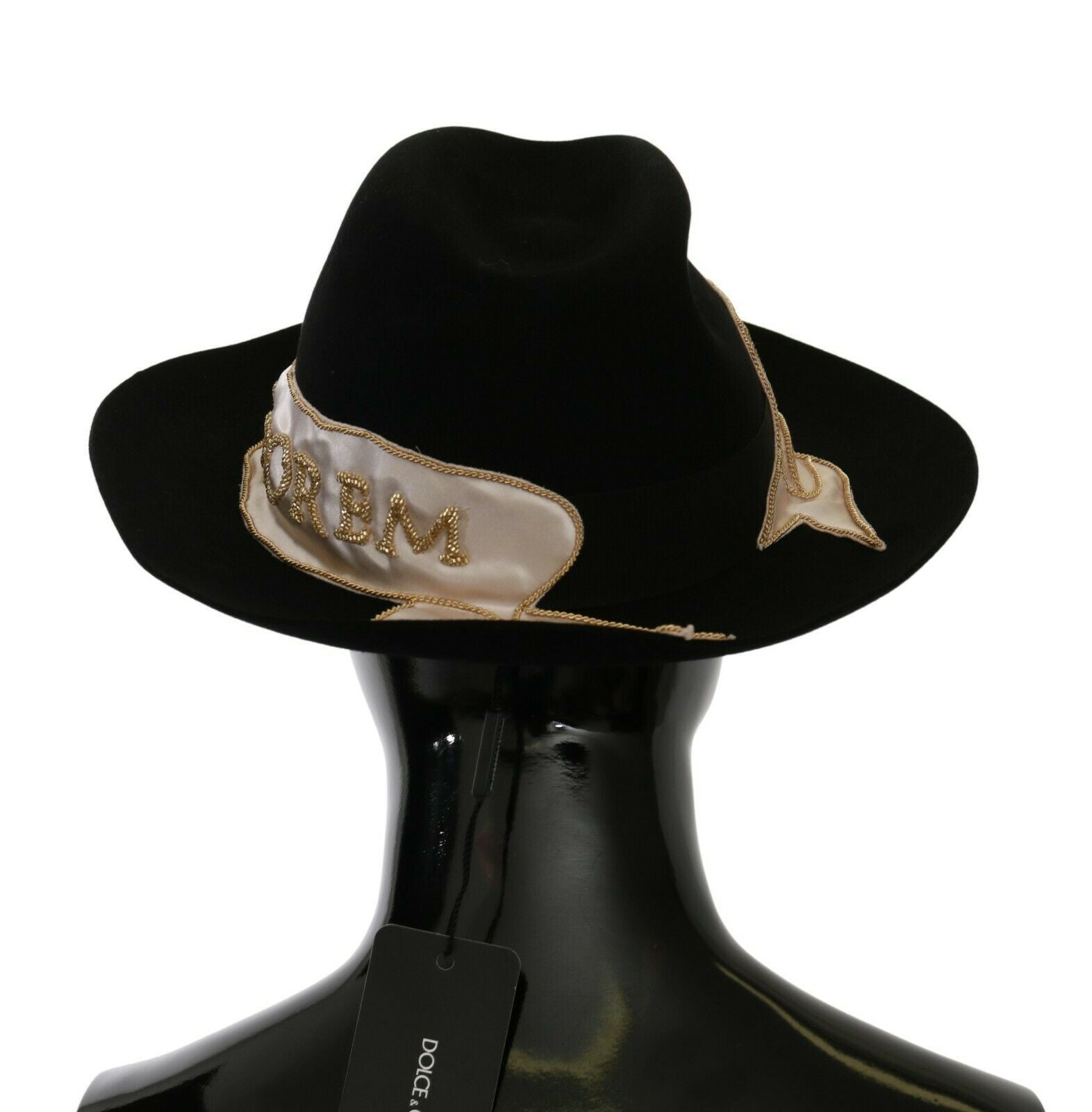 Dolce & Gabbana Black Lapin Amor Gignit Wide Brim Panama Hat Dolce & Gabbana