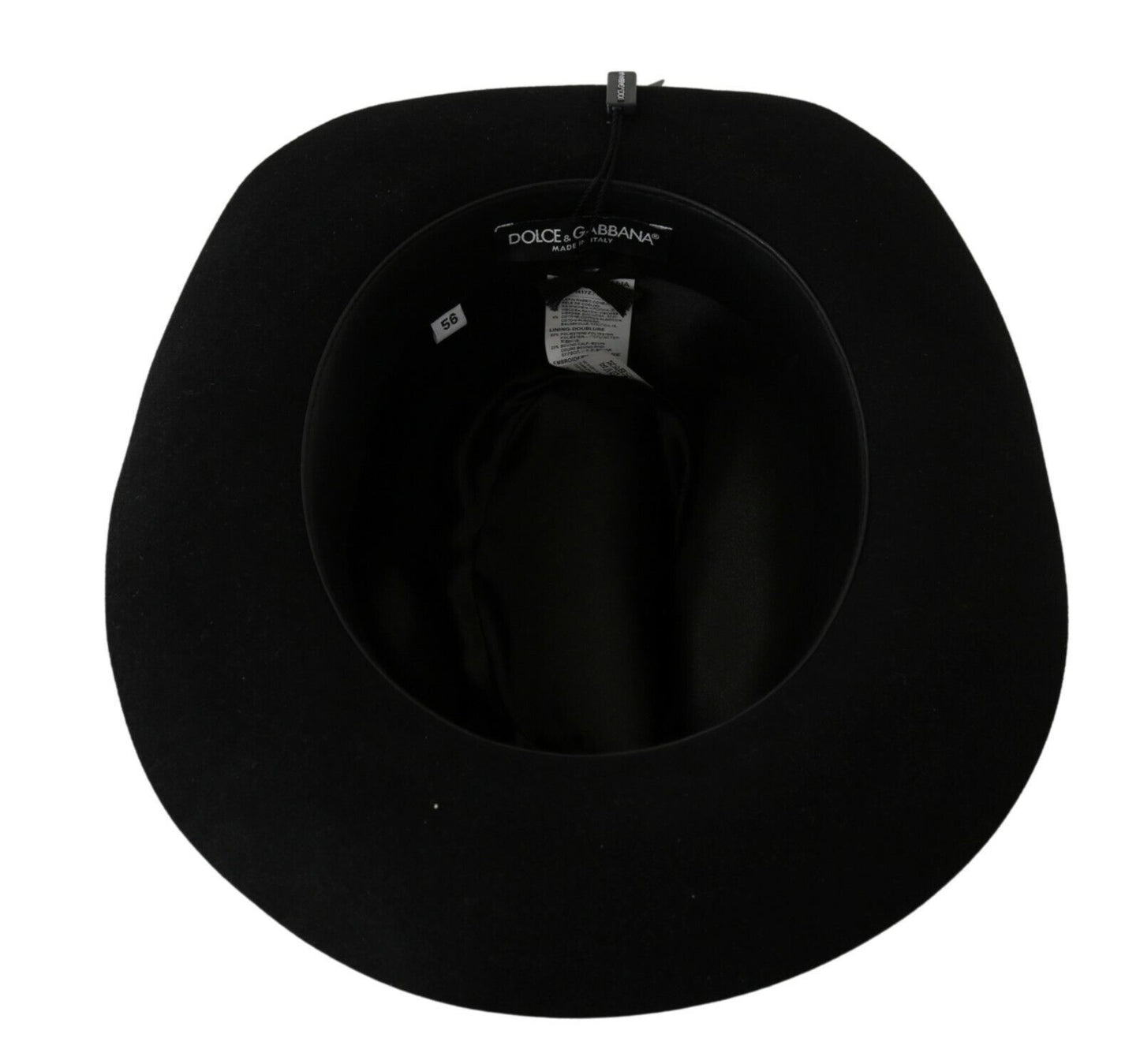 Dolce & Gabbana Black Lapin Amor Gignit Wide Brim Panama Hat Dolce & Gabbana