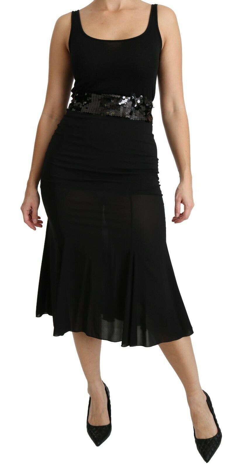 Dolce & Gabbana Black Mermaid High Waist Midi Silk Skirt Dolce & Gabbana