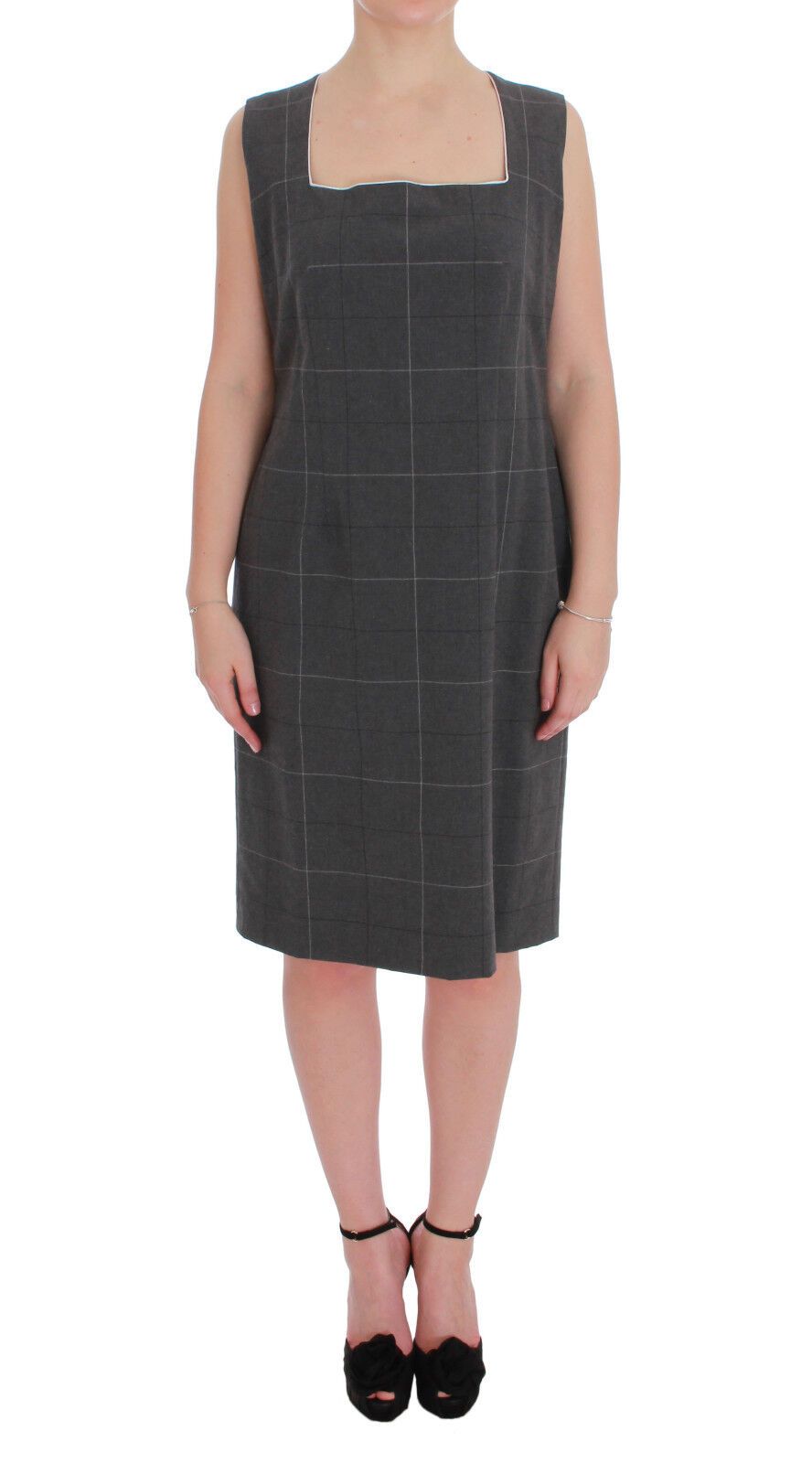 BENCIVENGA Gray Checkered Cotton Blazer Dress Set Suit BENCIVENGA