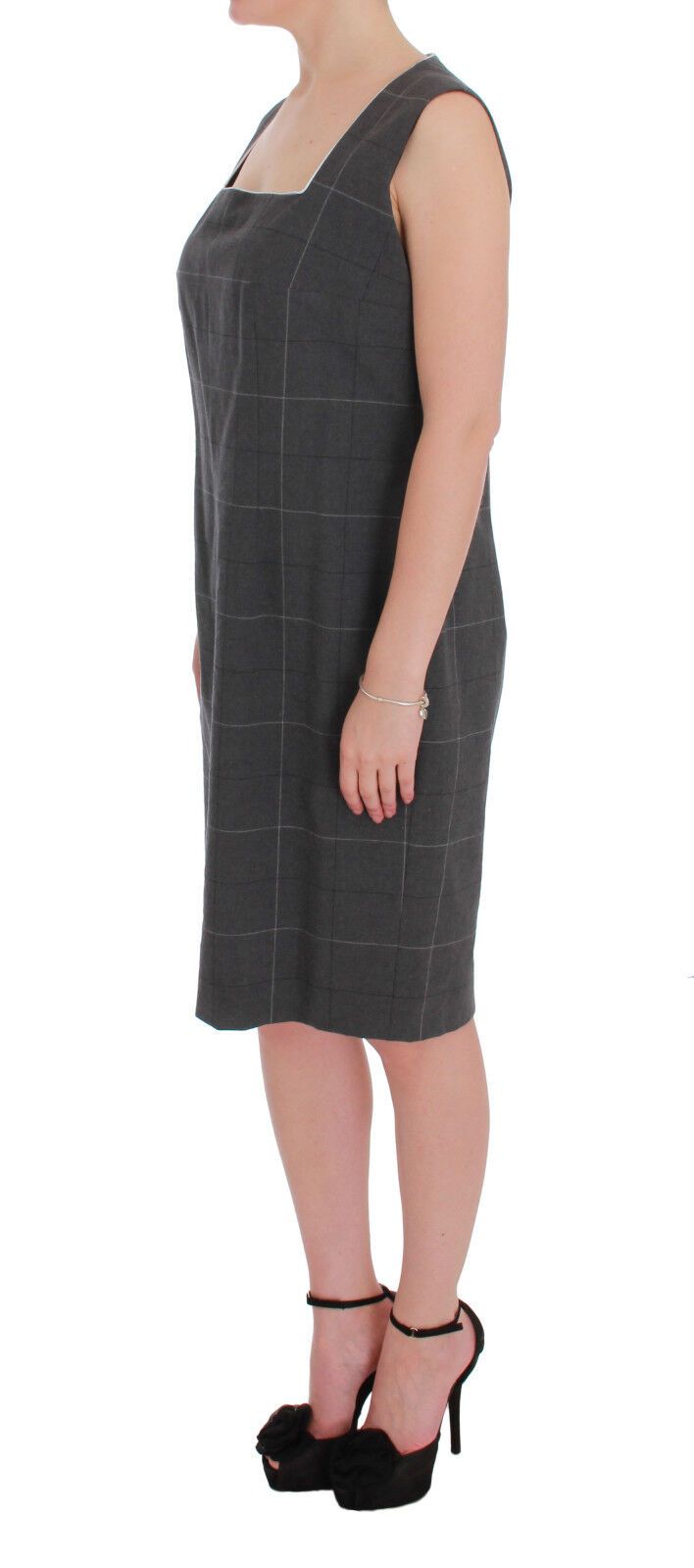 BENCIVENGA Gray Checkered Cotton Blazer Dress Set Suit BENCIVENGA