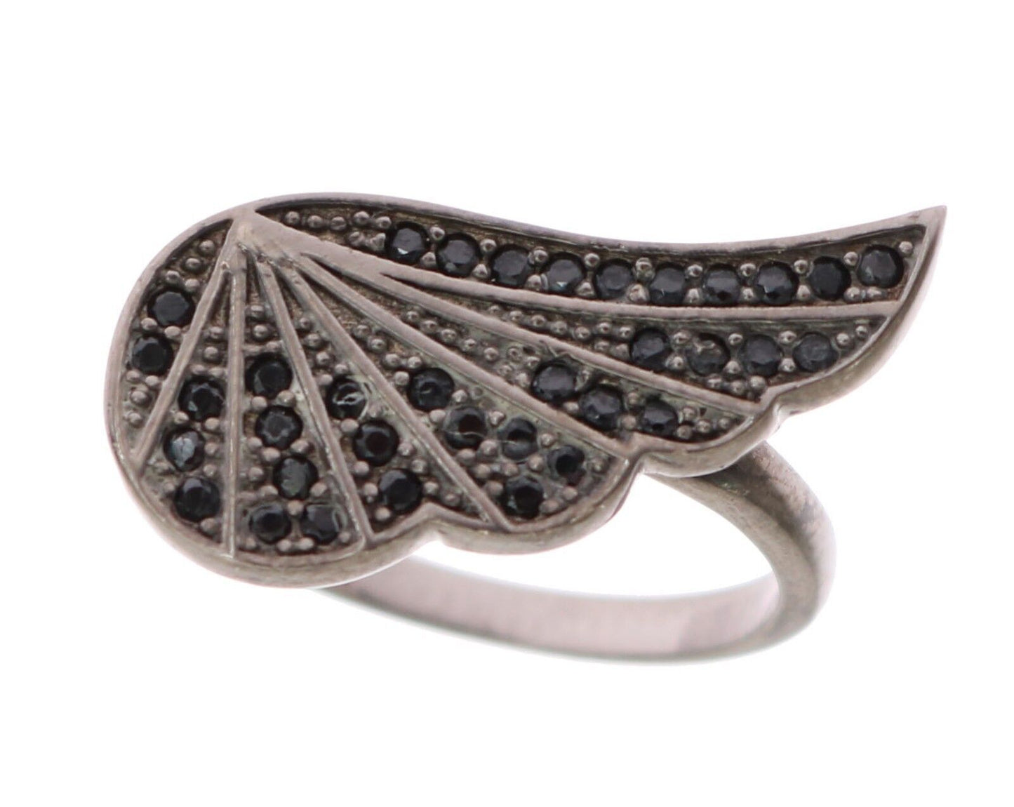 Nialaya Silver Womens Black CZ Rhodium 925 Ring Nialaya
