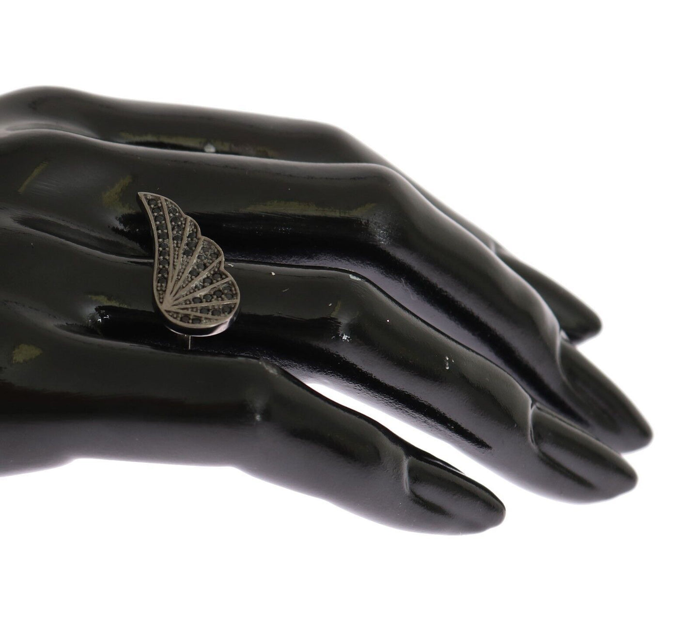 Nialaya Silver Womens Black CZ Rhodium 925 Ring Nialaya