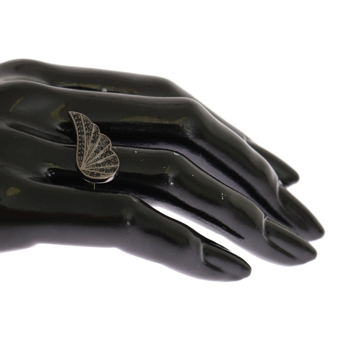 Nialaya Silver Womens Black CZ Rhodium 925 Ring