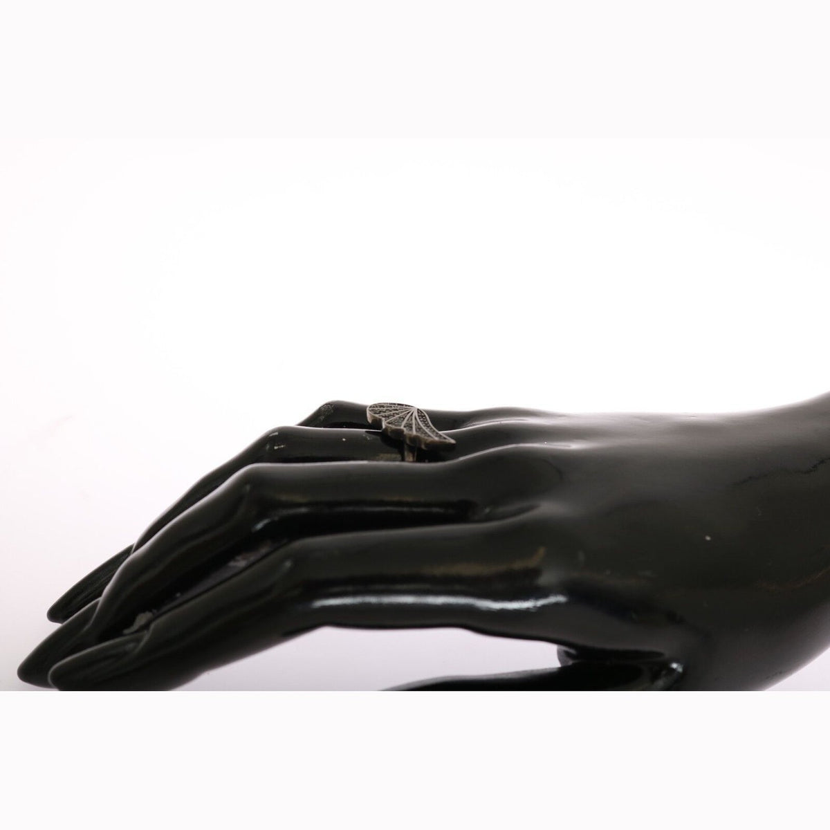 Nialaya Silver Womens Black CZ Rhodium 925 Ring
