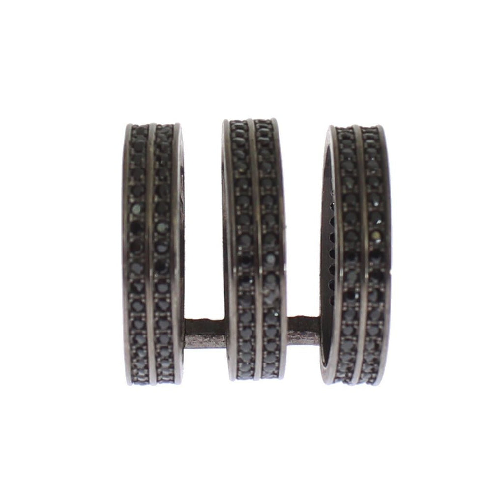 Nialaya Black CZ Rhodium 925 Silver Ring
