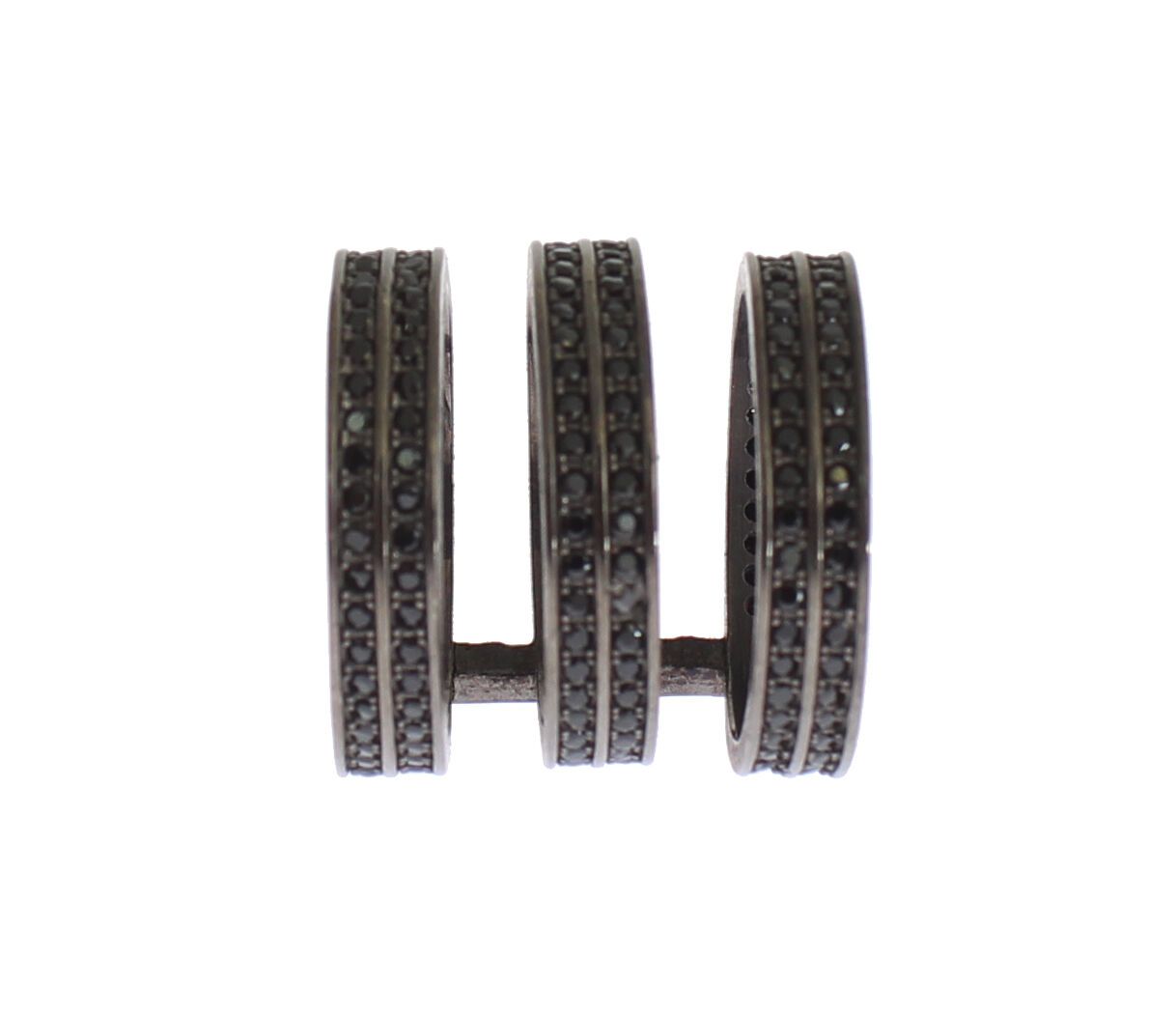 Nialaya Black CZ Rhodium 925 Silver Ring Nialaya