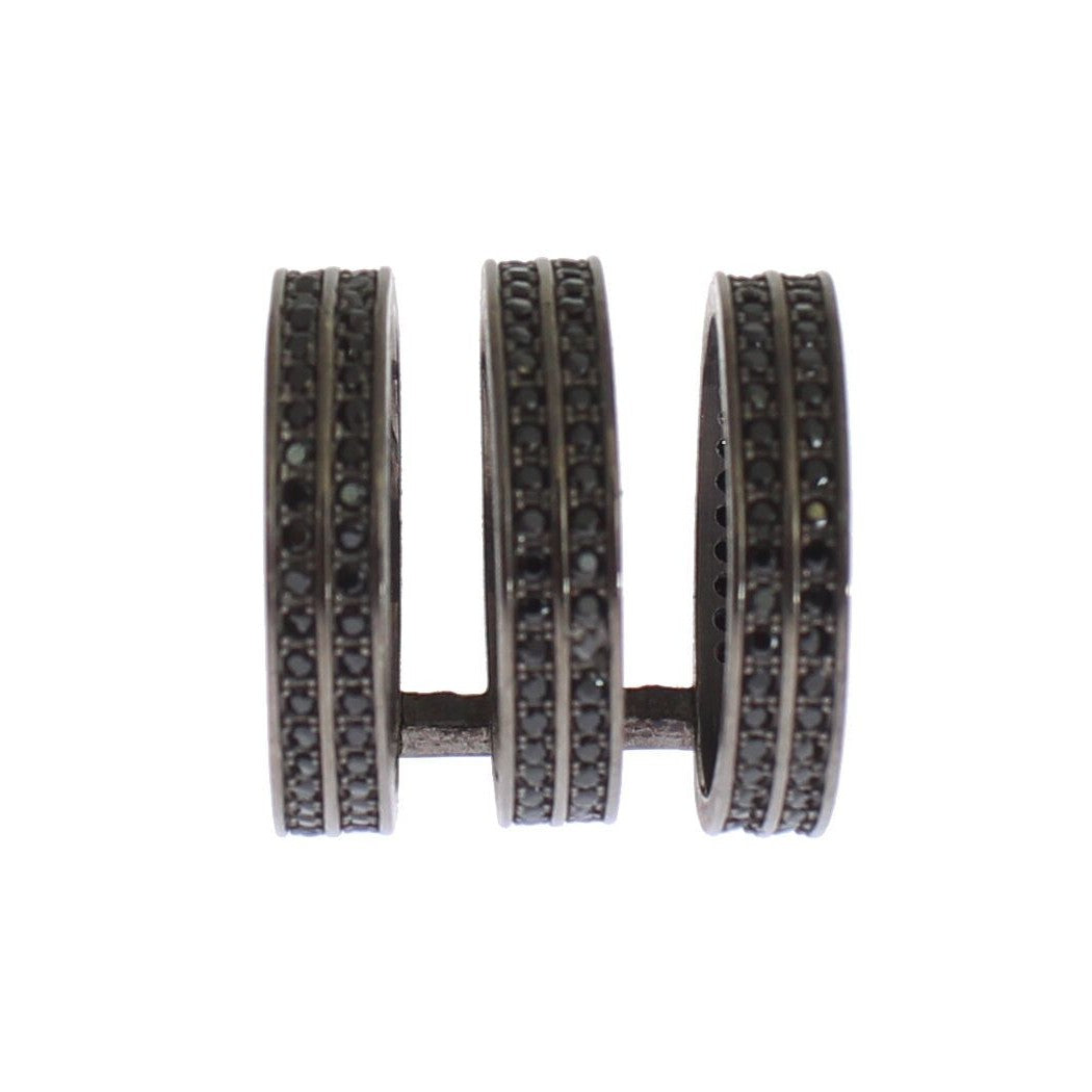 Nialaya Black CZ Rhodium 925 Silver Ring