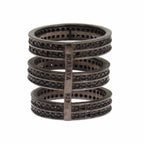 Nialaya Black CZ Rhodium 925 Silver Ring