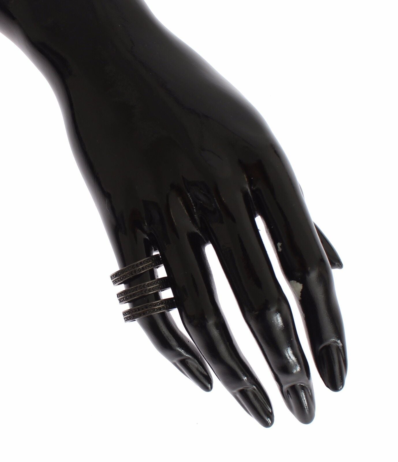 Nialaya Black CZ Rhodium 925 Silver Ring Nialaya