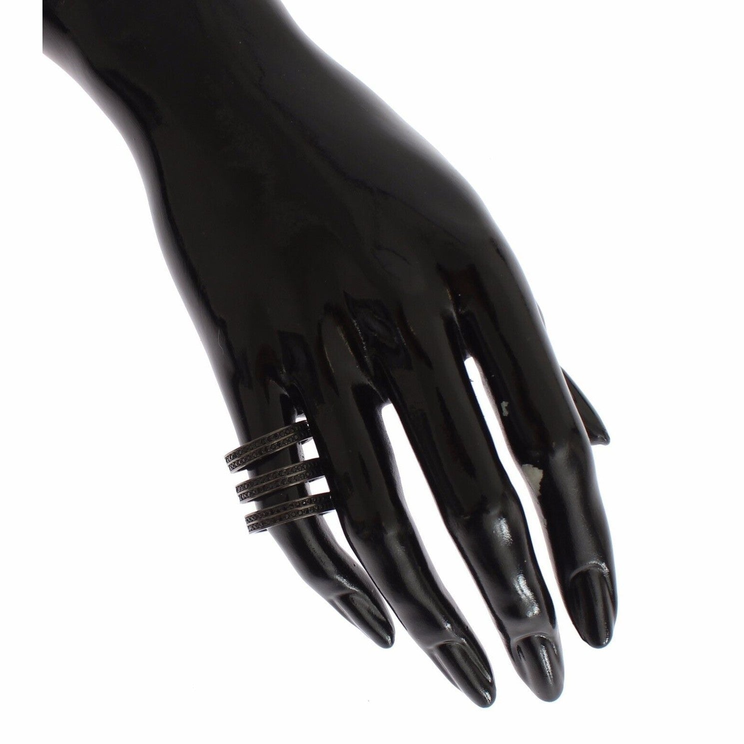 Nialaya Black CZ Rhodium 925 Silver Ring