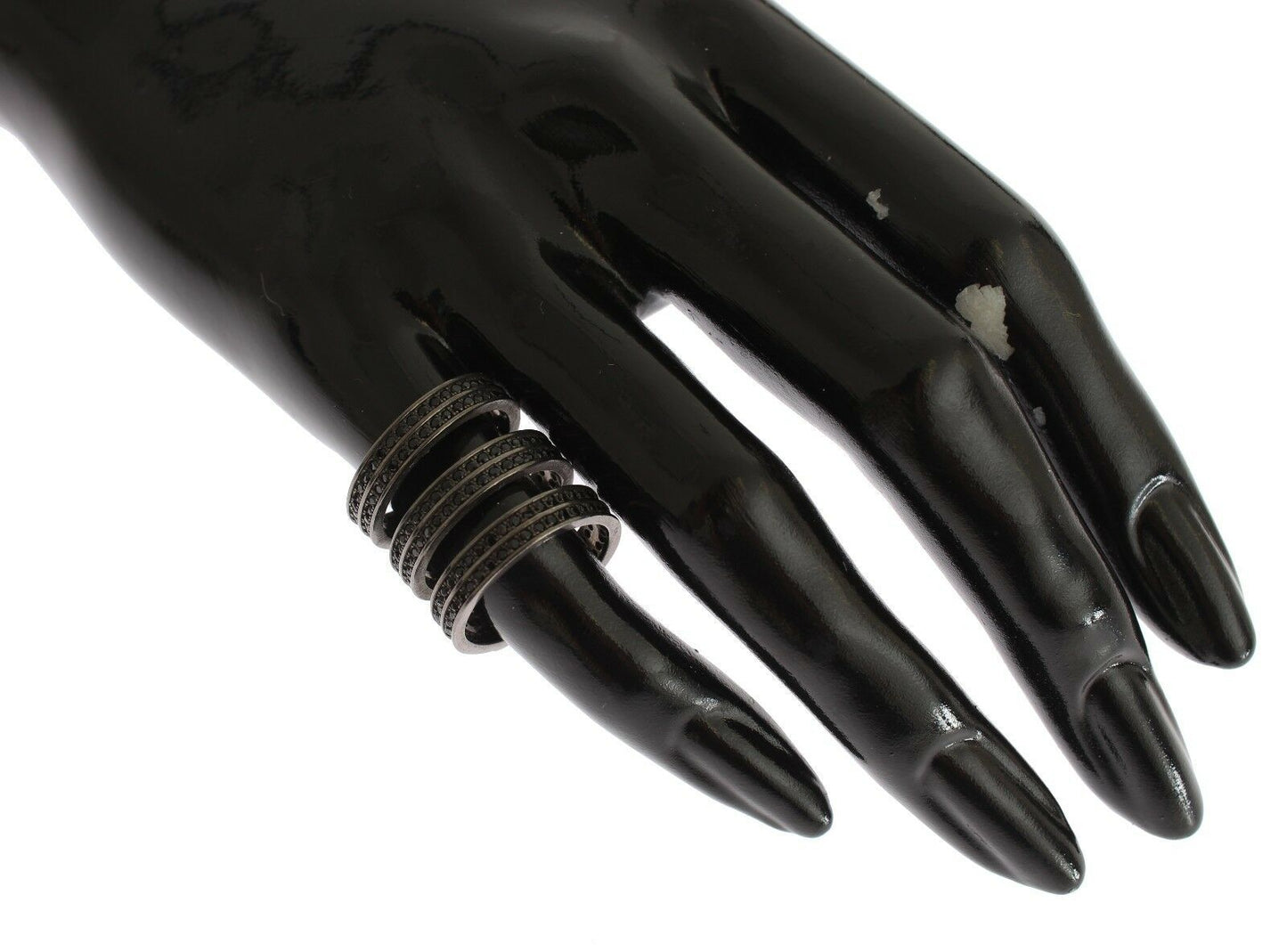 Nialaya Black CZ Rhodium 925 Silver Ring Nialaya